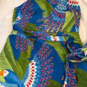 FARM Rio Blue and Green Parrot Mini Dress